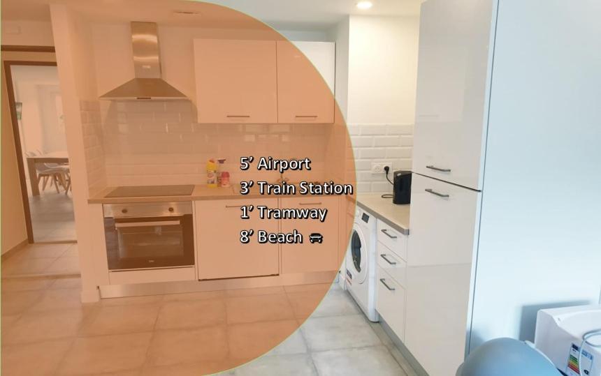 Big Flat Sea Vieuw 95 M2 5 Rooms Near Airport 5 Min Train 3 Min And Tram On Site, Beach 7 Min, 2 Showers And 2 Toilets , Neuf Grand Appartement 95 M2 5 Chambres Proche Aeroport 5 Min Train 3 Min Et Tramway Sur Place, Plage 7 Min 2 Douches Et 2 Wc Vue Nice Eksteriør billede